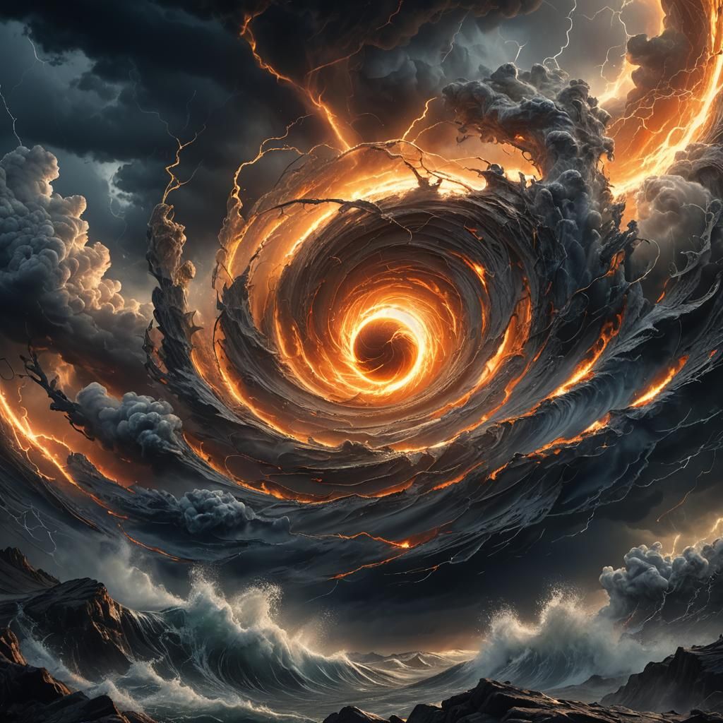 Blazing Sun Through Swirling Storm Clouds