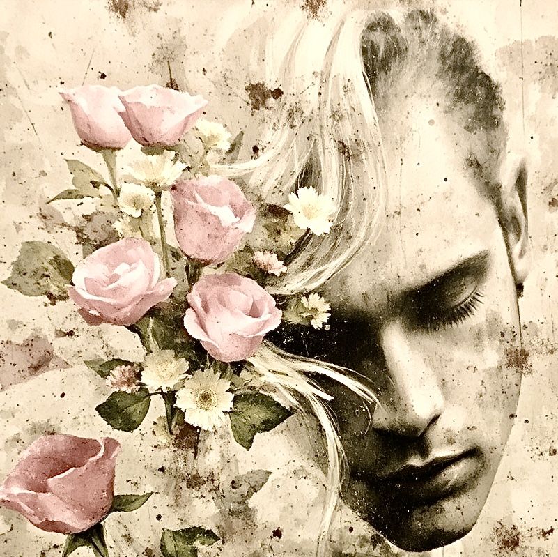 Portrait with flowers