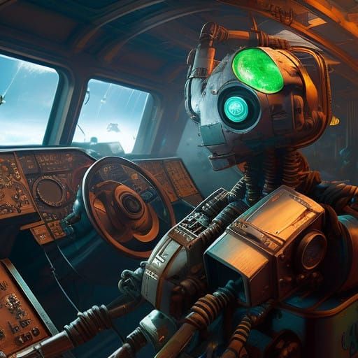 Whimsical Robot in Electrical Wheelhouse