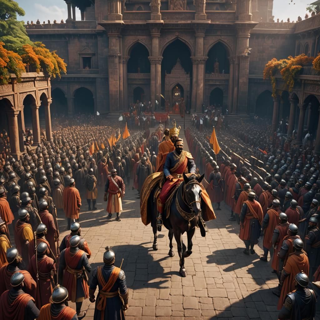Chhatrapati Shivaji Raja of Maharashtra arrives at the court...