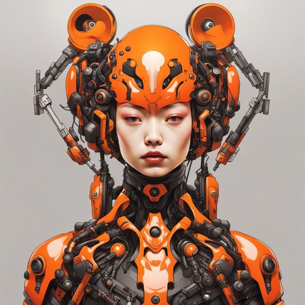 Orange cyberpunk princess by Taro Okamoto
