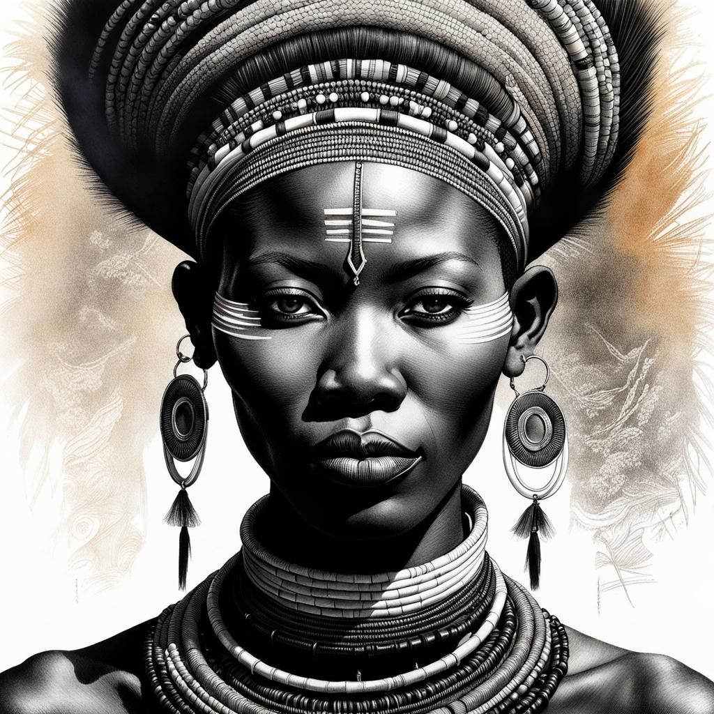 Photorealistic portrait of a Mursi Tribe Woman