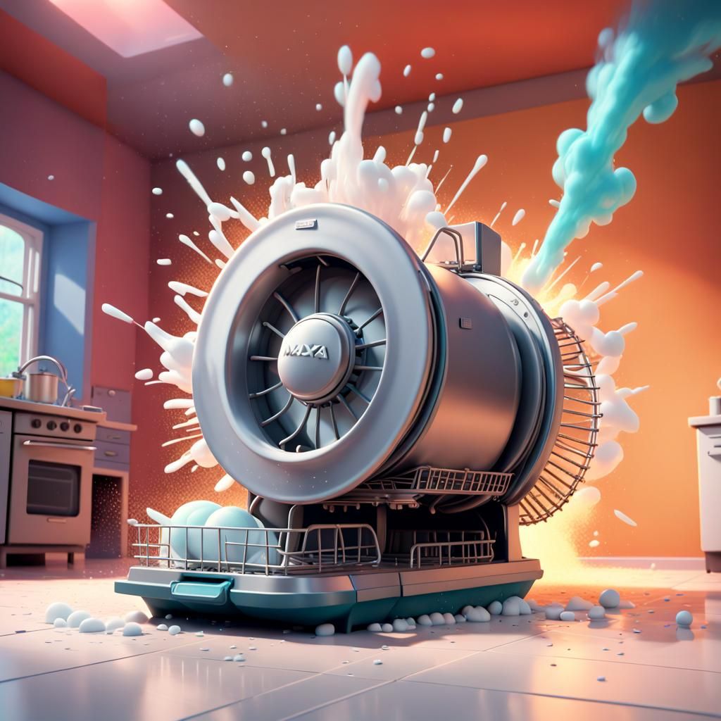 dishwasher blowing up AI Generated Artwork NightCafe Creator