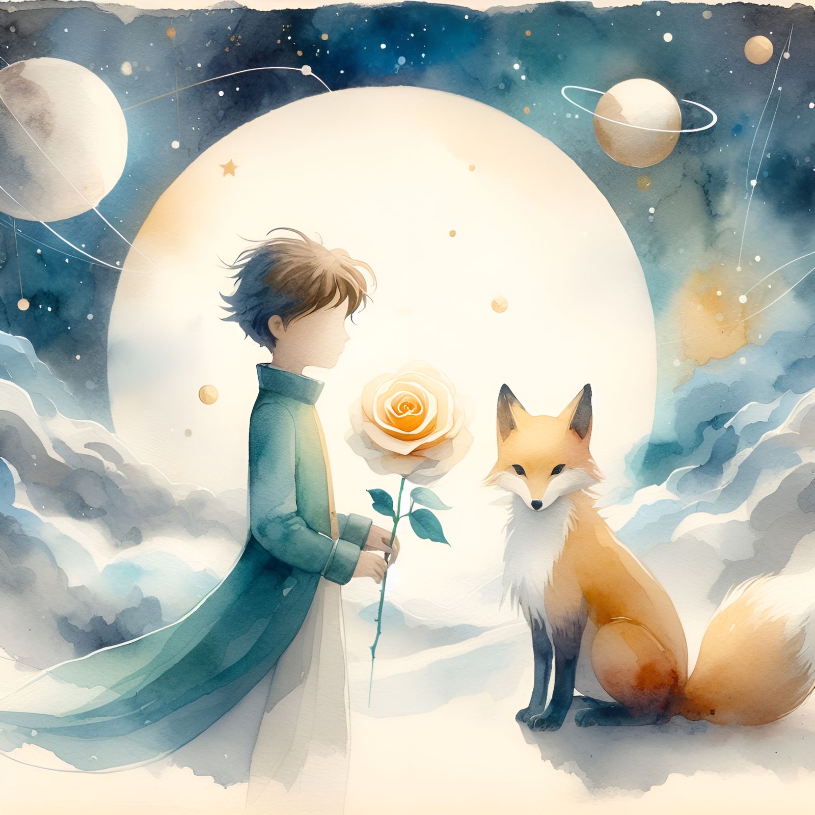 Stellar Harmony: The Little Prince, the Rose, and the Fox
