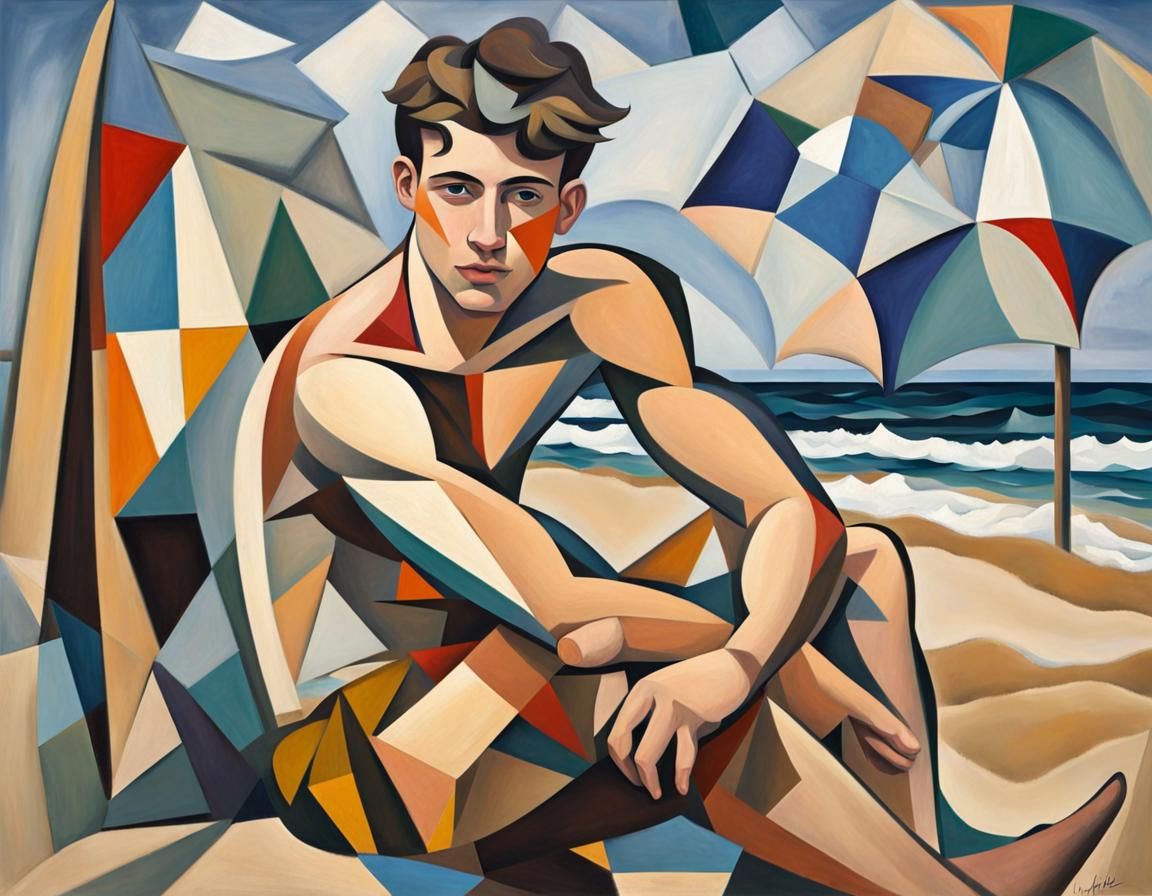 Tipo en la Playa (en el estilo de Picasso)