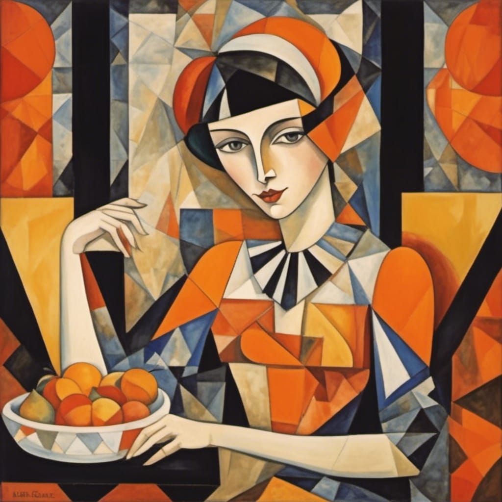 Lady in Orange, Albert Gleizes (WhimsicalCubism + Crystal Cubism) 