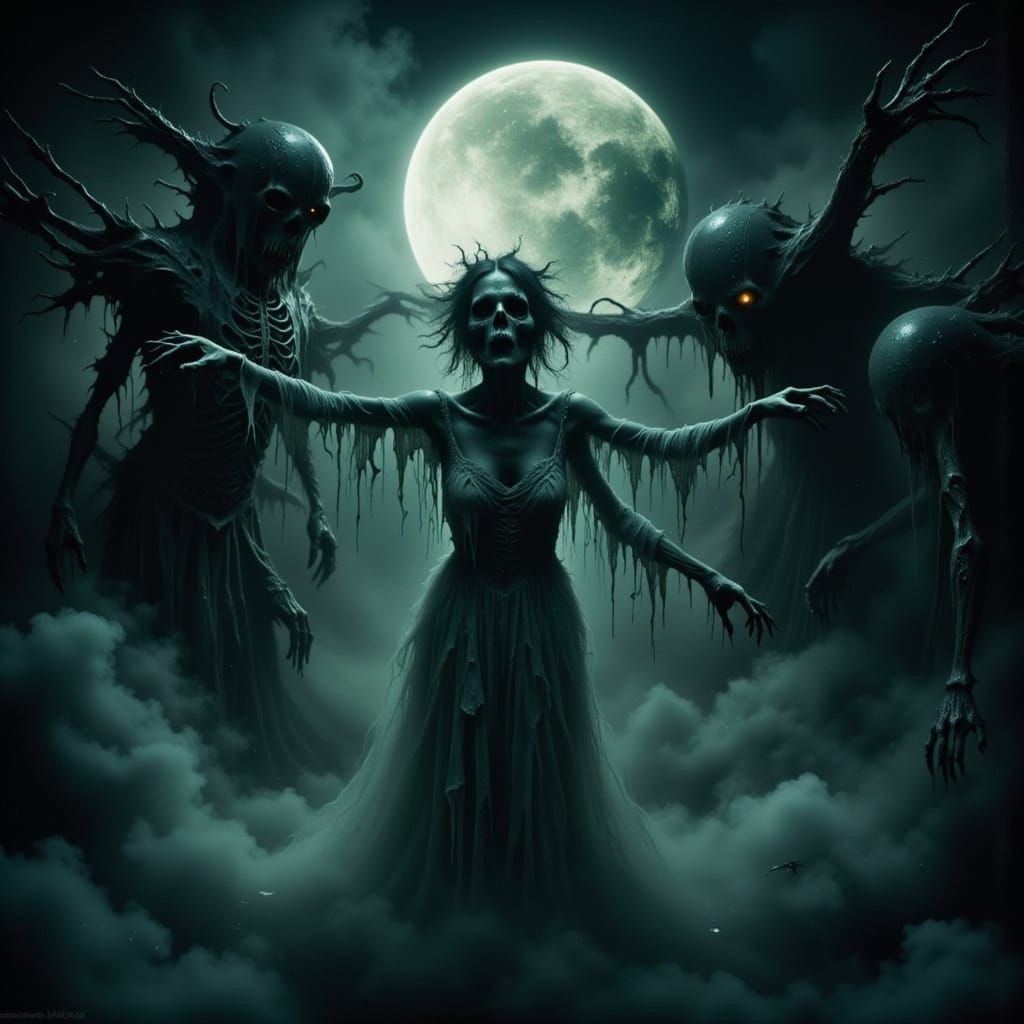 Ethereal Beings Tear Celestial Gloss in Gothic Horror Style