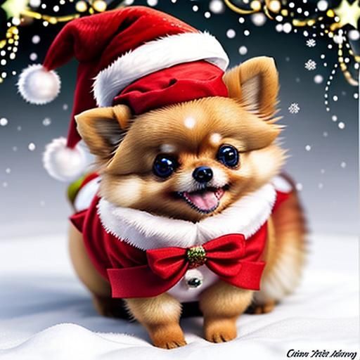 Adorable Christmas Pomeranian