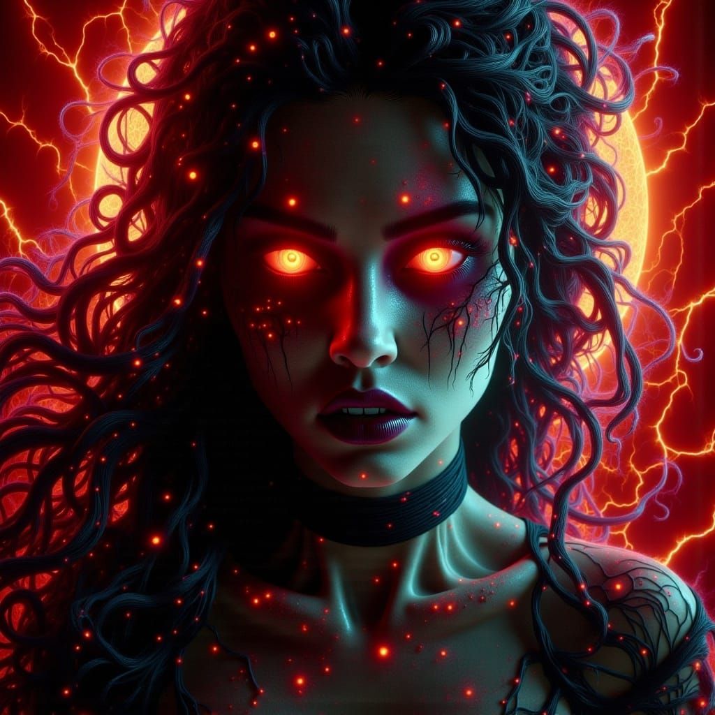 <lora:-Psynanigans-:1.0>  a hyperrealistic image of a attractive woman in the style of Simon Bisley with a sinister mood and a more sinister...