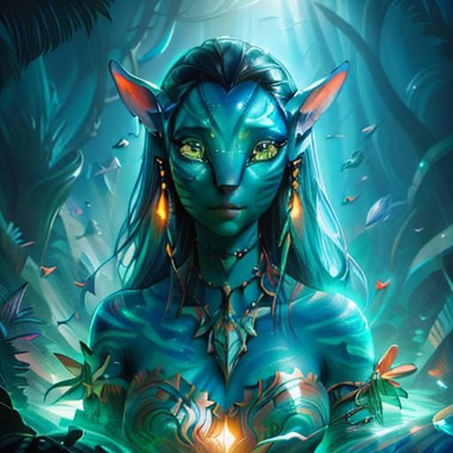 <lora:Pandora:1.0> Portrait of a ocean woman head and shoulders portrait, 8k resolution concept art portrait by Greg Rutkowski, Artgerm, WLO...