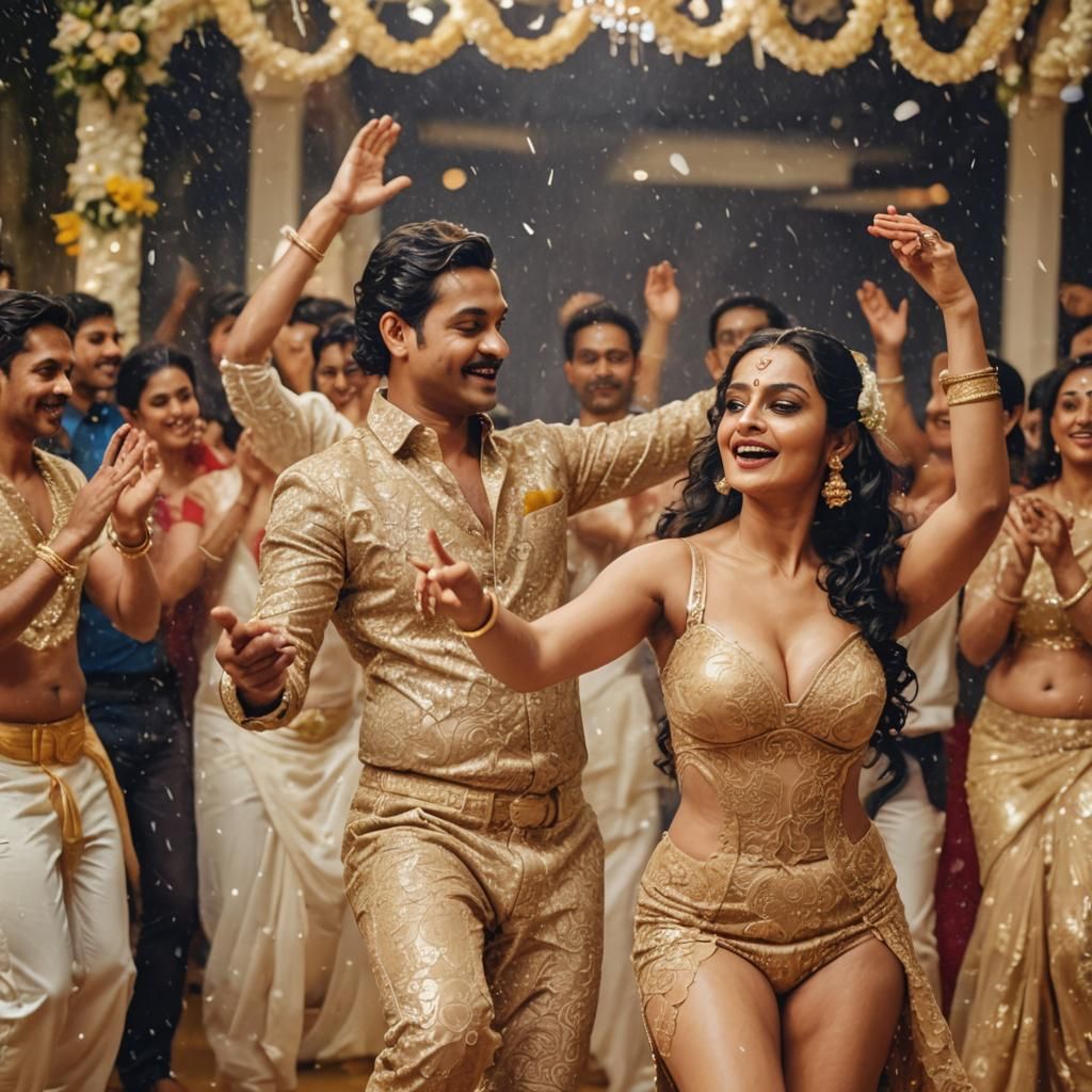 Dancing in wedding with her husband   by @vtheaiart