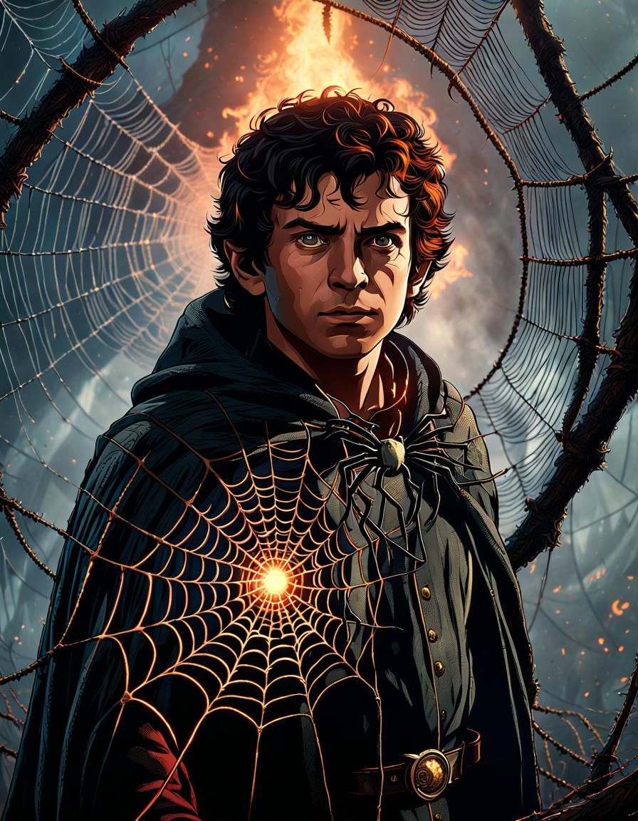 Frodo in spider web - AI Generated Artwork - NightCafe Creator