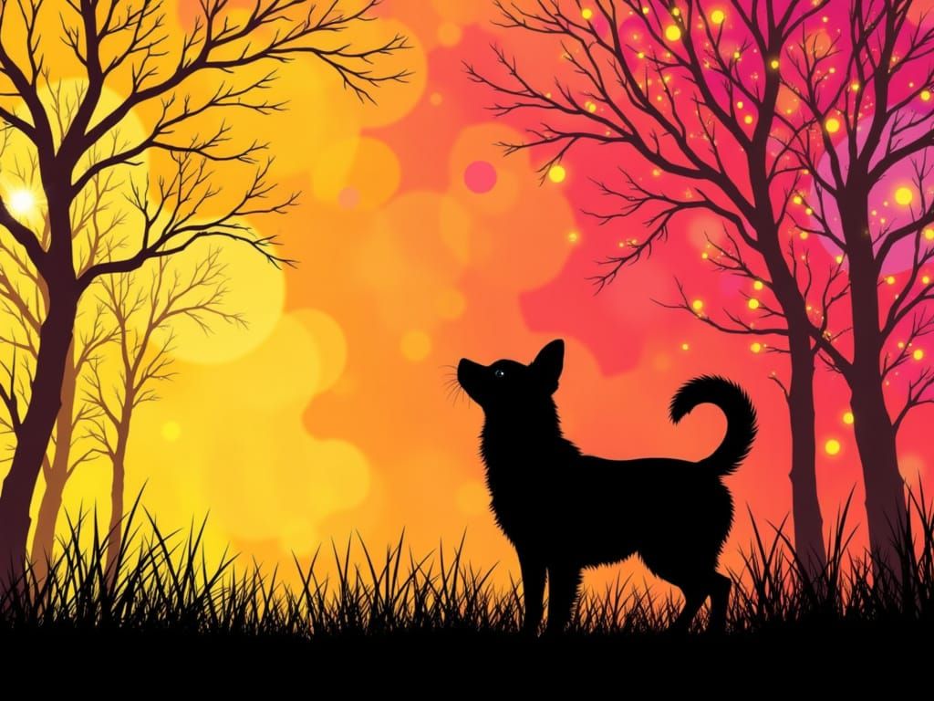 Colorful Silhouette of a Dog