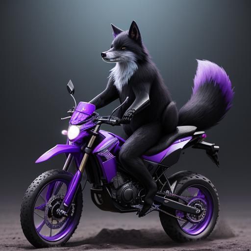 "Hyperrealistic digital artwork of a cute chibi black fox si...