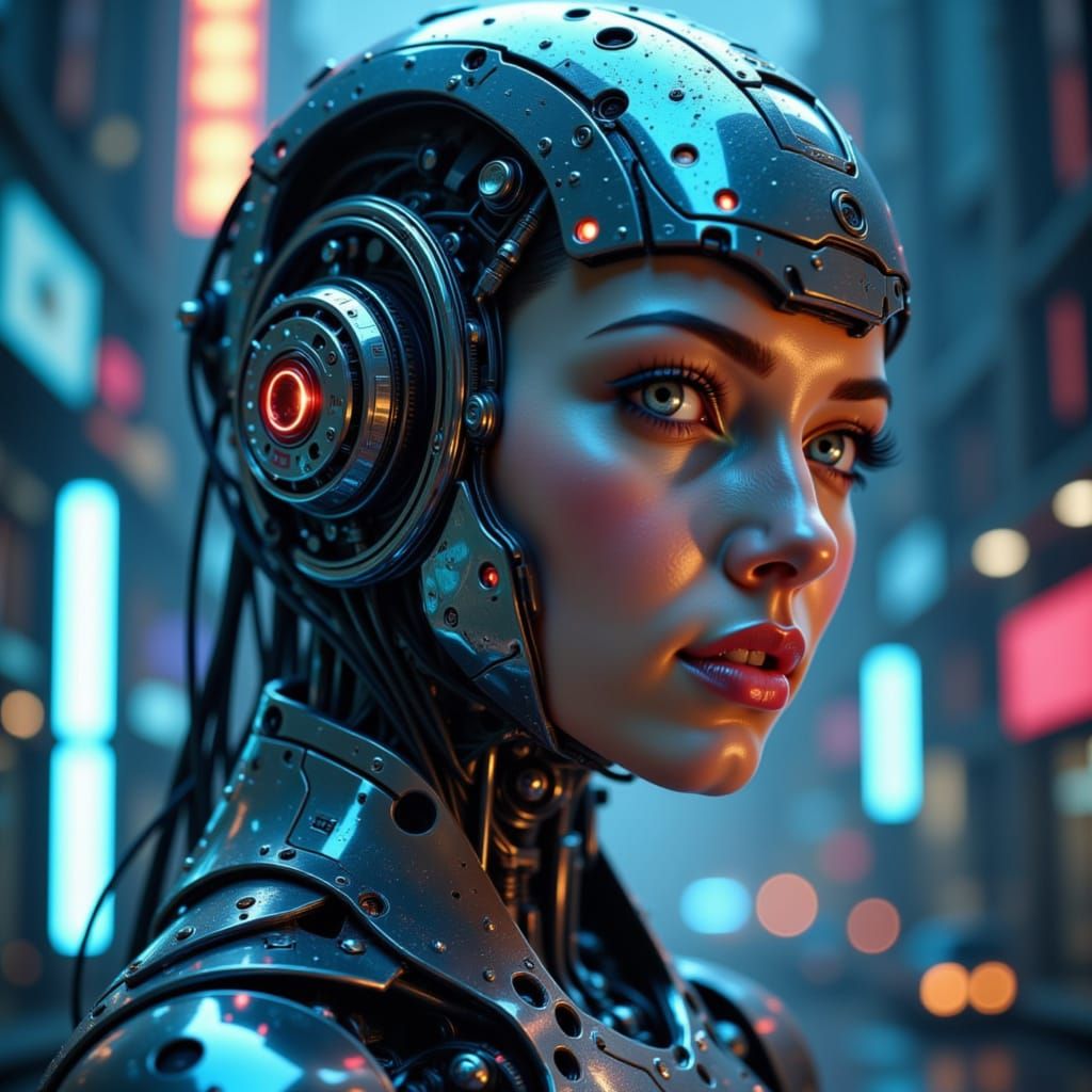 CYBORG;

Female Cyborg. <lora:The Ciborg of Red:1.0>