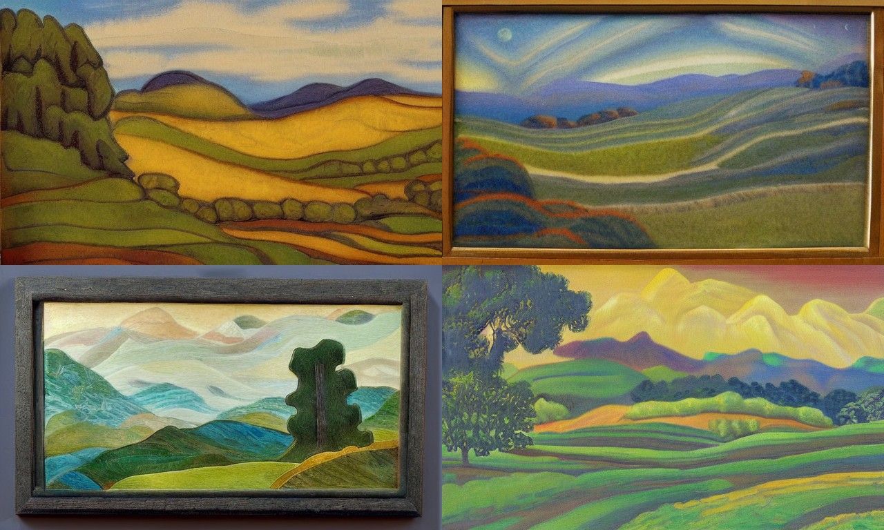Landscape in the style of Arts and Crafts movement