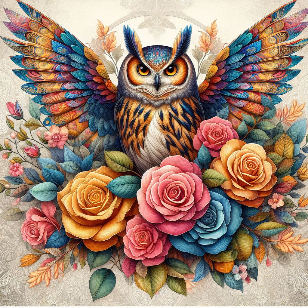 Designer Owl and rose