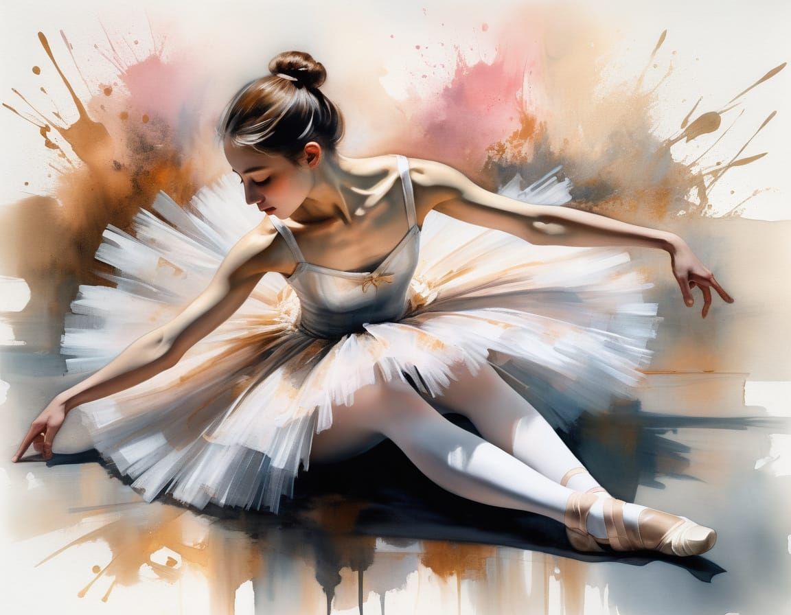 A wispy masterpiece. Watercolour, wet on wet, copper and gold colours. Impressionism, Expressionism. ...  by @Kindly Offer