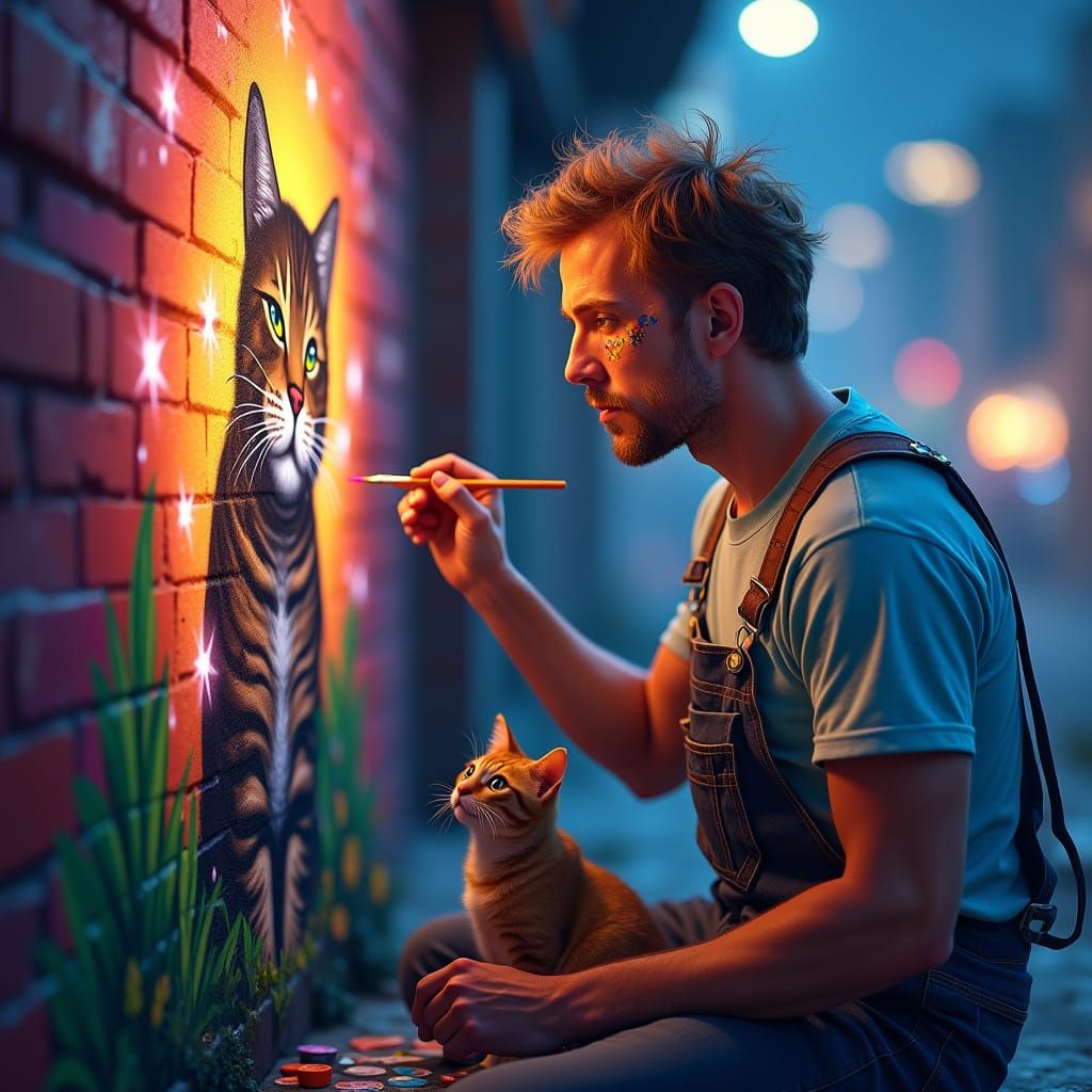 Figurines of the Painter and the Cat! (1/3 scale)