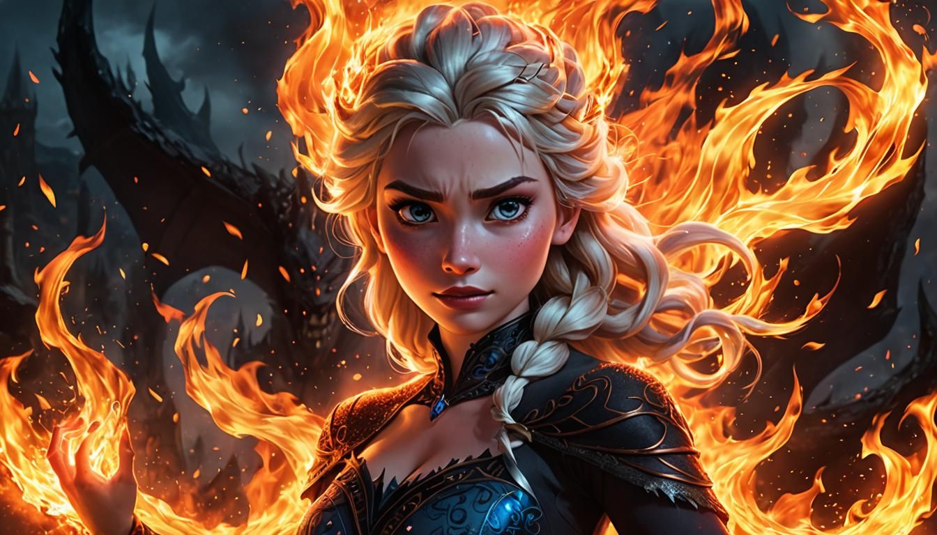 elsa but fire  by @olathf