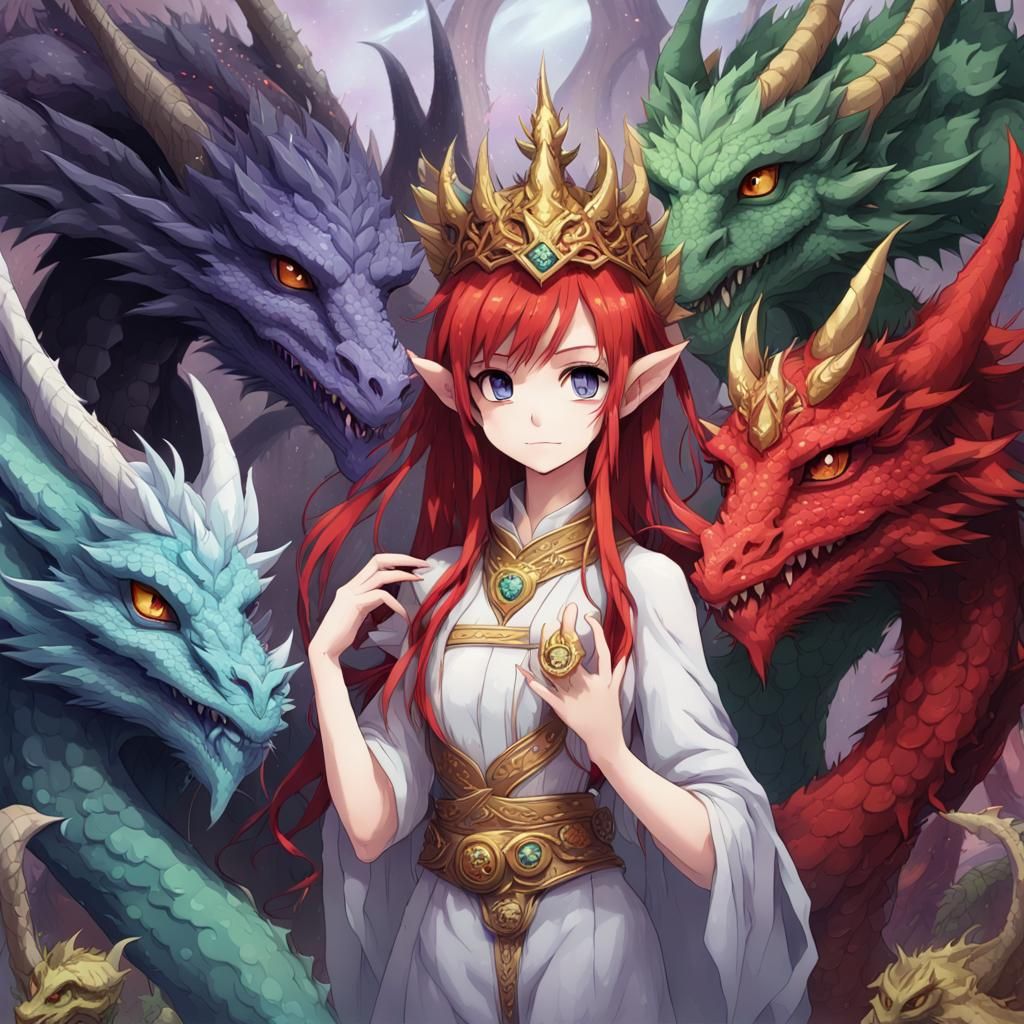 a anime girl with a sliver crown with a amethyst in the midd...