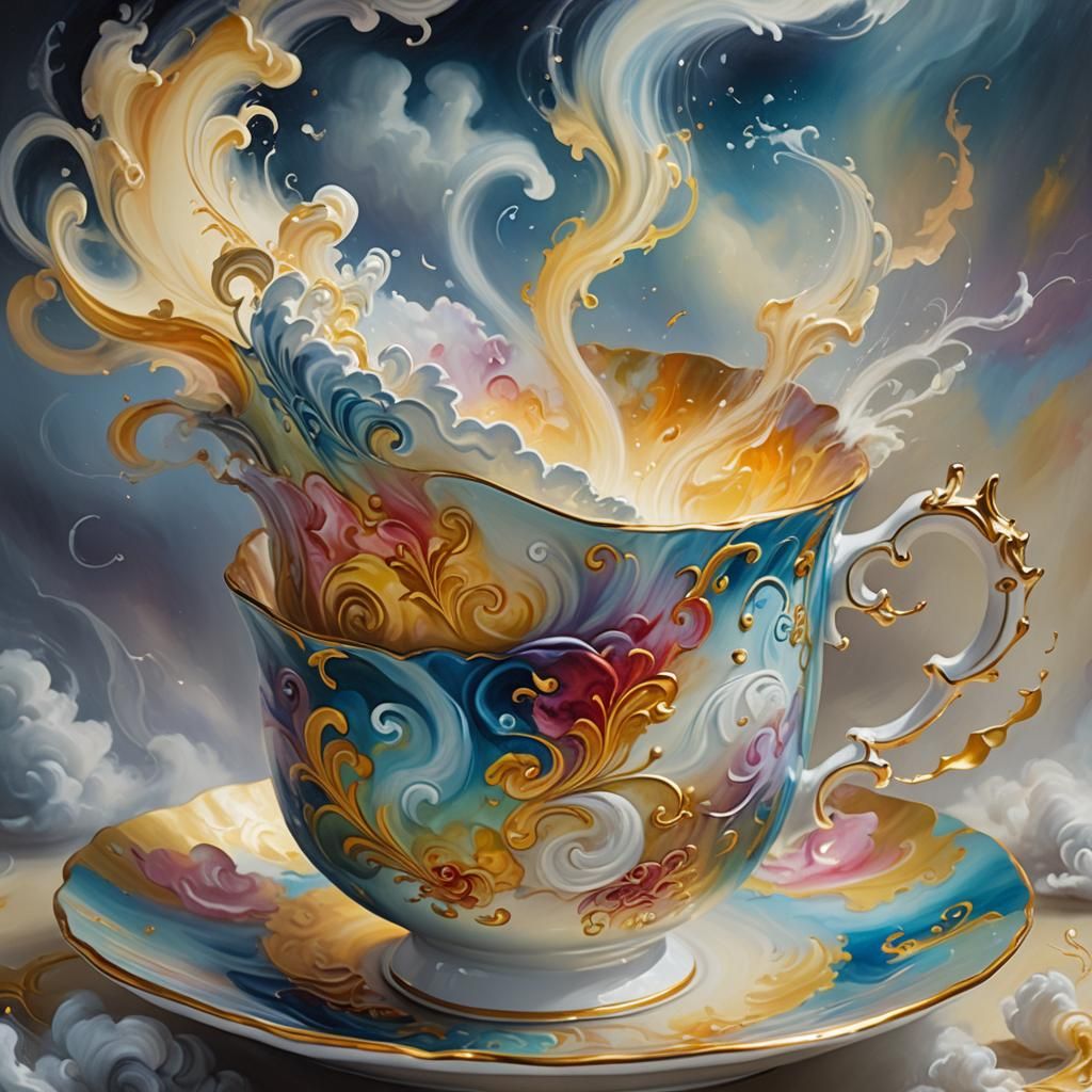 Storm in Teacup: Surreal Oil Painting