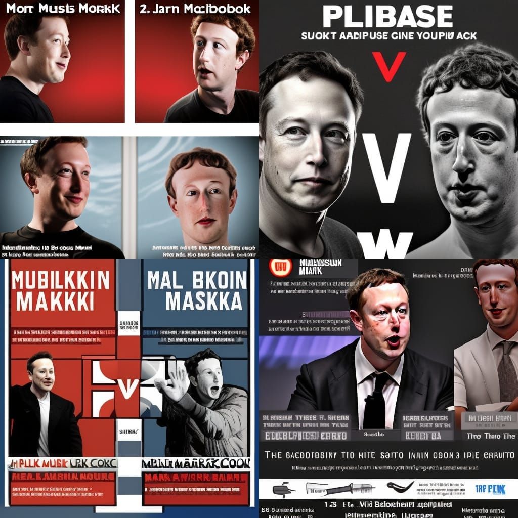 Elon Musk vs Mark Zuckerberg fight poster - AI Generated Artwork