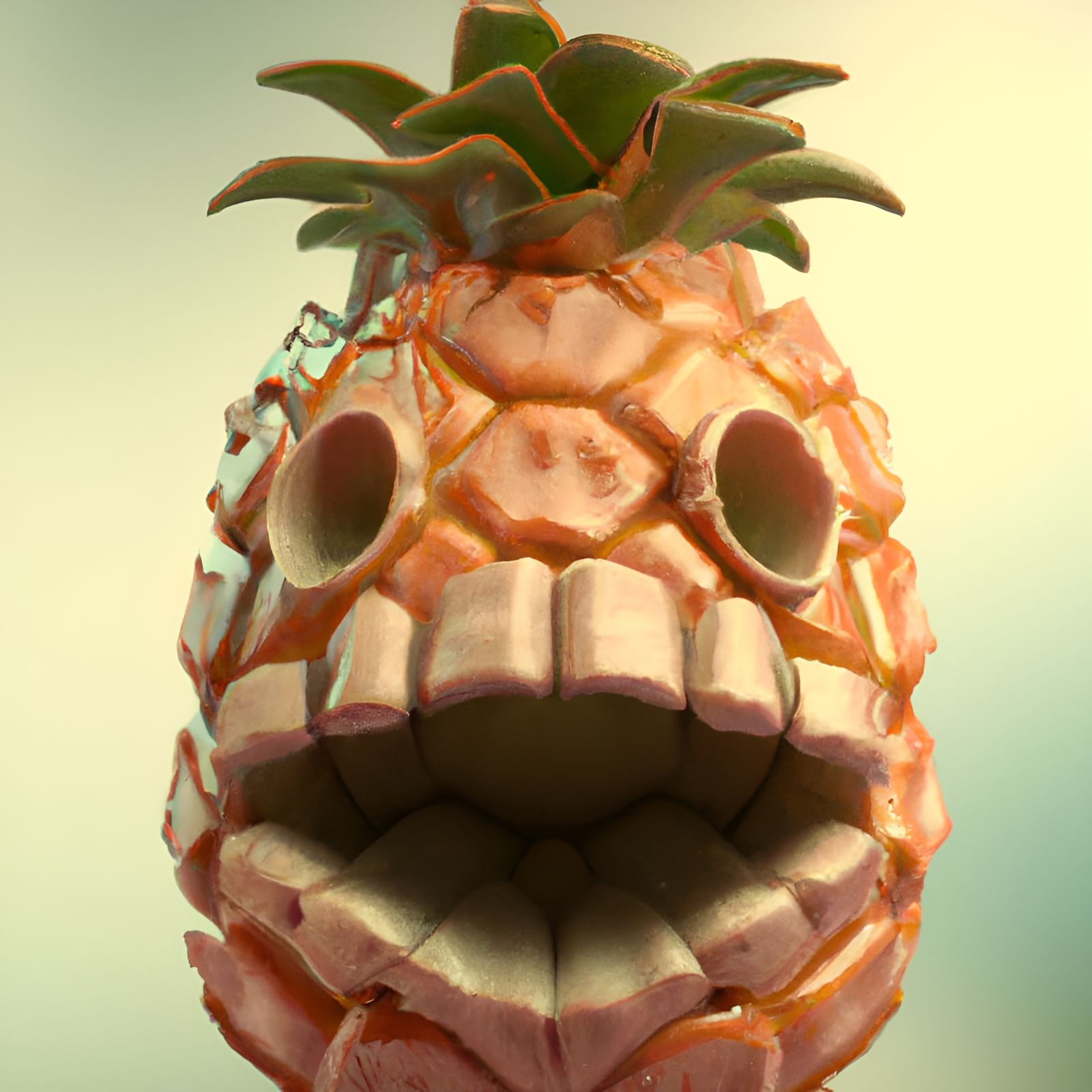 Realistic 3D Pineapple with Scary Teeth