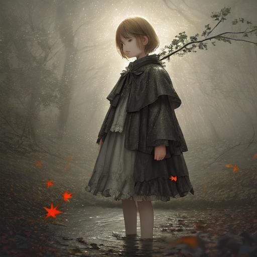 Autumnal Angel in Paper Mosaic: Hyper-Realistic Digital Art