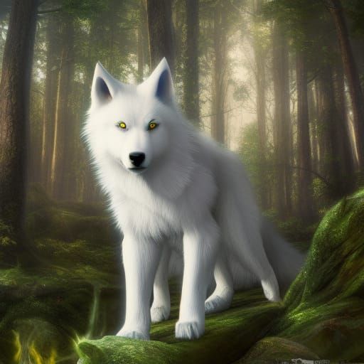 mystical white wolf - AI Generated Artwork - NightCafe Creator