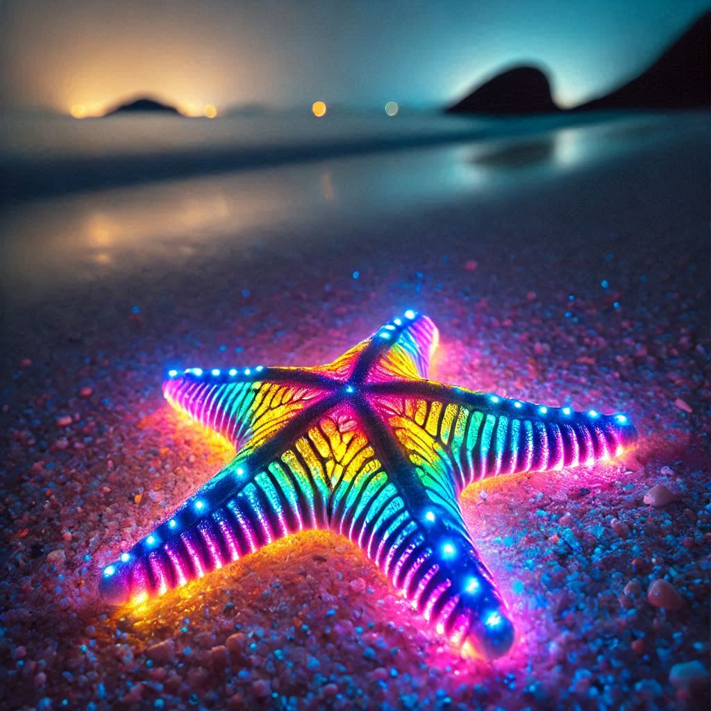 Glowing Rainbow Starfish