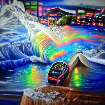 A Tsunami but the water is rainbow