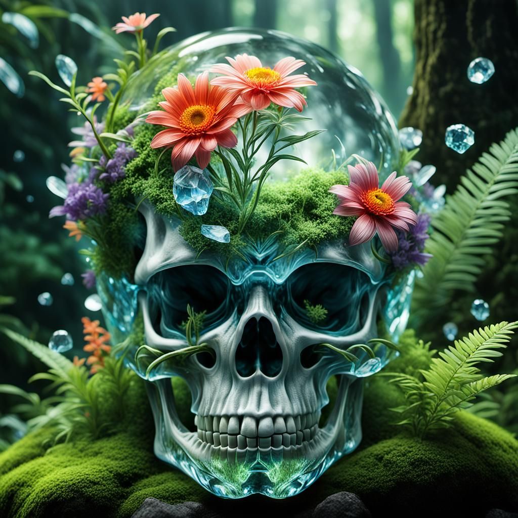 Wonderful garden in the glass skull
