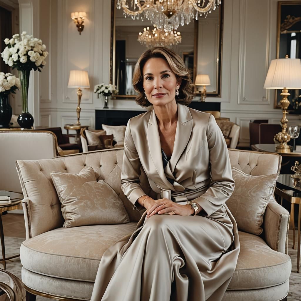 40 years old elegant woman at luxury living room
