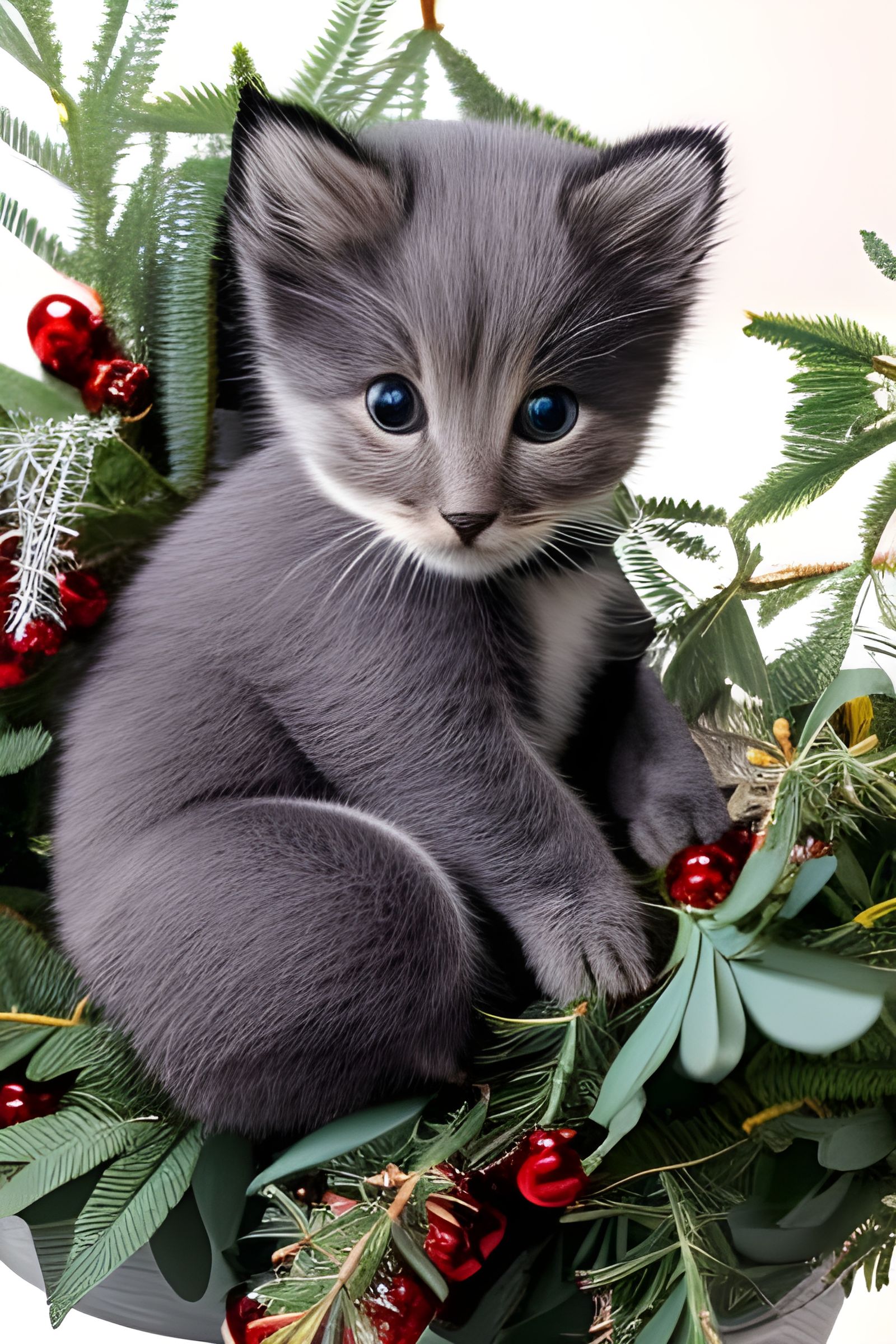 beautiful mammal, gripping a leaved tree, beautiful grey and...