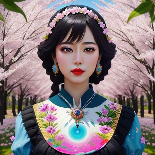 “Spring coming to life” action painting bejeweled realism. f...
