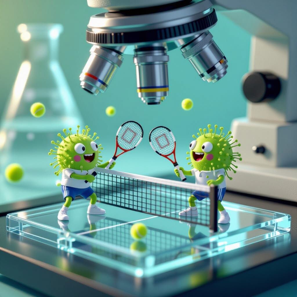 Microbes in a Tennis Match  by @AntonioF