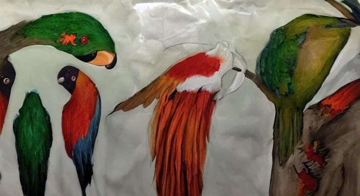 <lora:Scheufler paintings:1.0> amazon rainforest birds