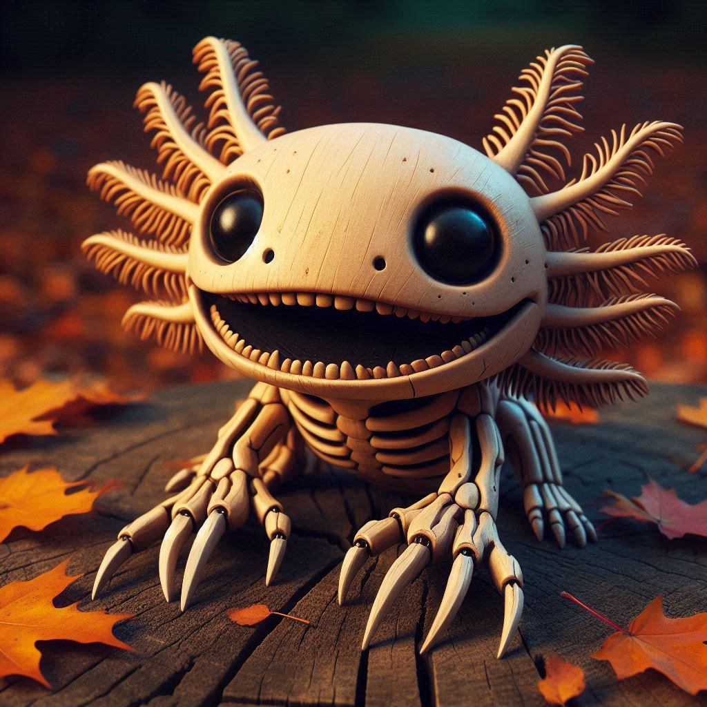 Wooden Axolotl Scissorhands