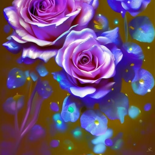 Blue and pink Roses - AI Generated Artwork - NightCafe Creator