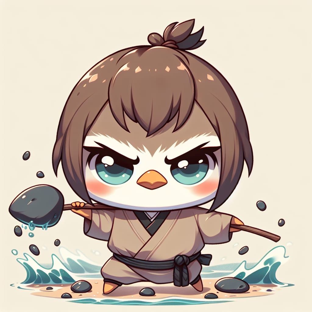Chibi Jingwei, a bird who is determined to dry up the sea. I...