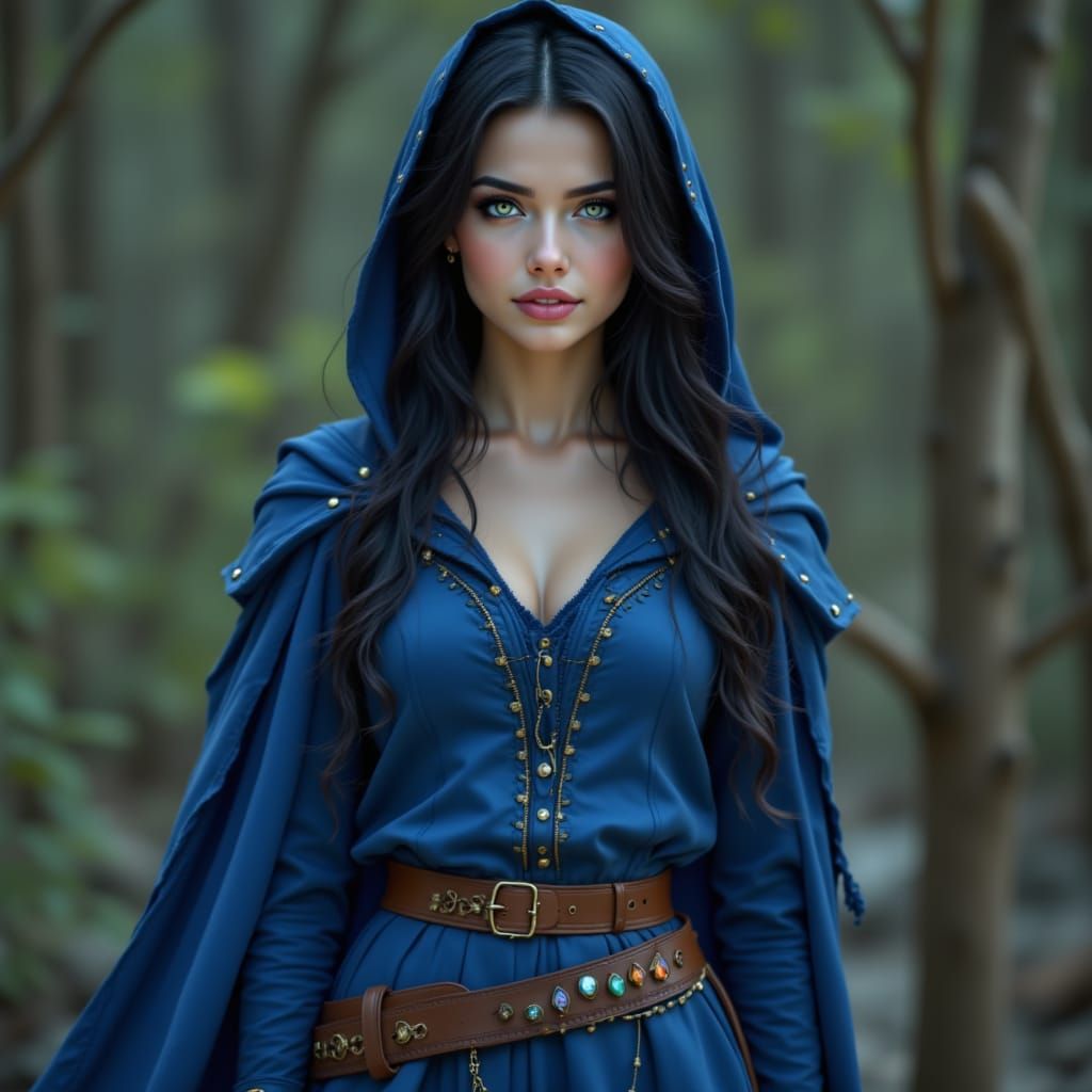 <lora:Realistic Beauty:1.0> photorealistic image of a main character of a fantasy novel, she's 17 years old, with very long pitch black hair...