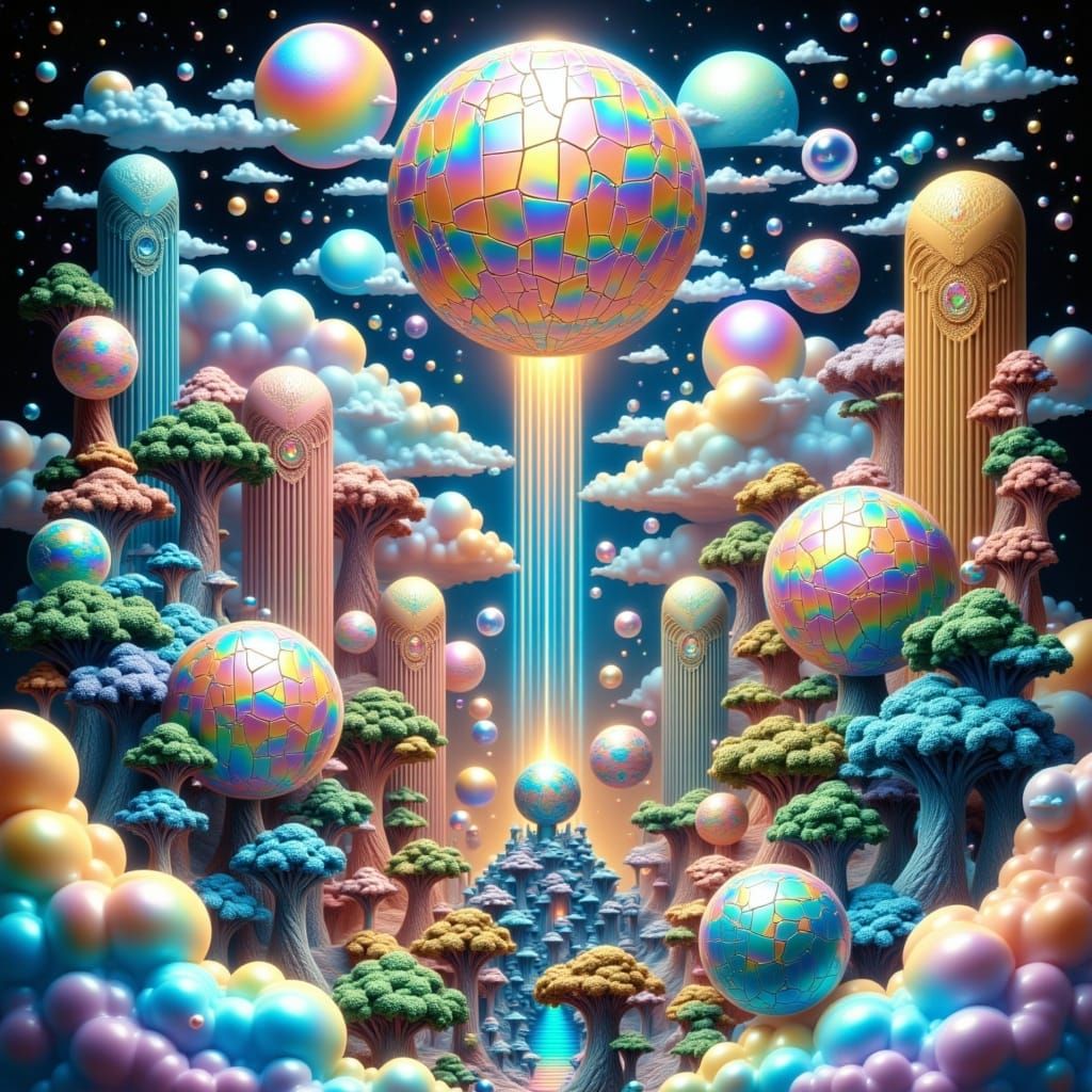 Iridescent Beauty in a Dreamlike Landscape