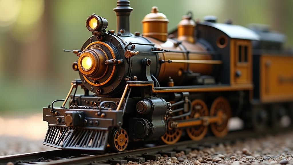 A hyper-realistic image of miniature Train Engine inspired by the design of Indian WDG6 locomotive , which is manufactured using electronic...