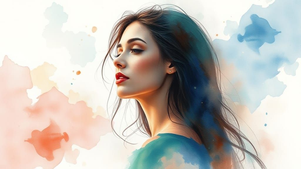 Serenely Lost in Vibrant Abstract Watercolor Dreamscape