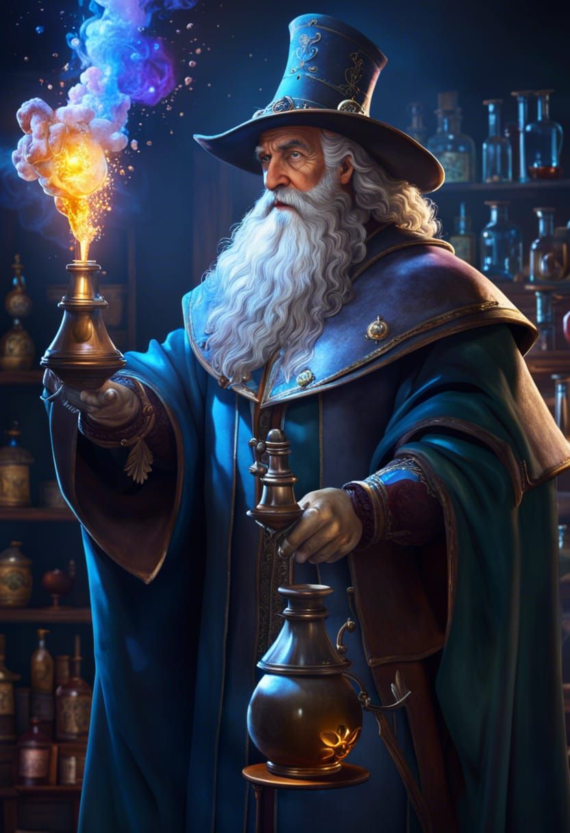 Heureka! The Alchemist experimenting in his lab.  by @candyland