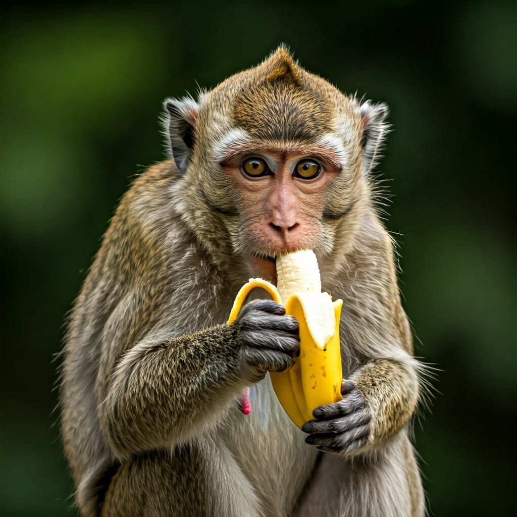 Monkey Delighting in Juicy Banana