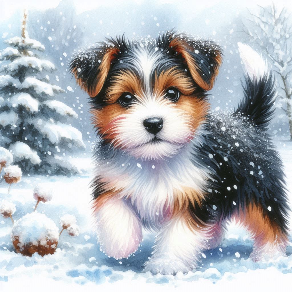 Terrier puppy in the snow