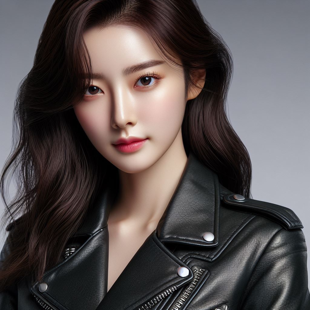 Korean girl in leather