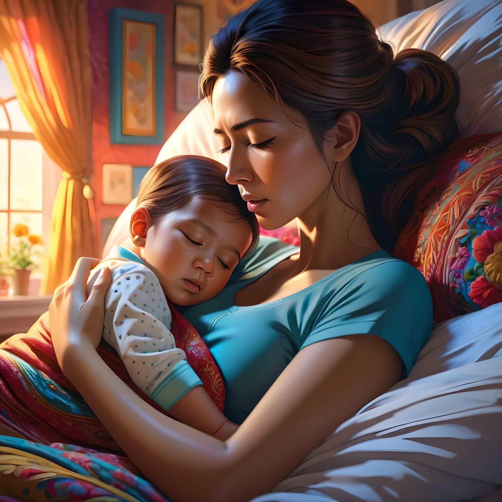 Young Mother Comforting their Child  by @NewAgerJul